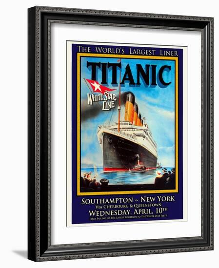 Titanic White Star Line Travel Poster 1-Jack Dow-Framed Giclee Print