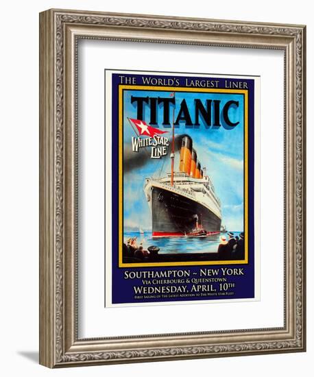 Titanic White Star Line Travel Poster 1-Jack Dow-Framed Giclee Print