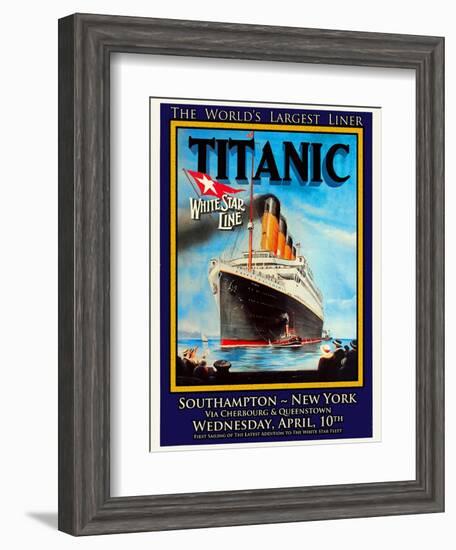 Titanic White Star Line Travel Poster 1-Jack Dow-Framed Giclee Print