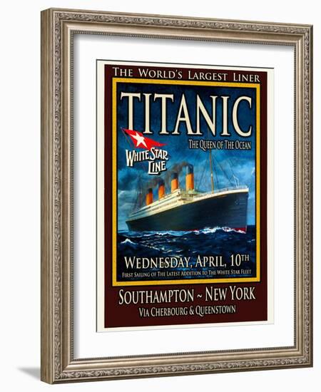 Titanic White Star Line Travel Poster 2-Jack Dow-Framed Giclee Print