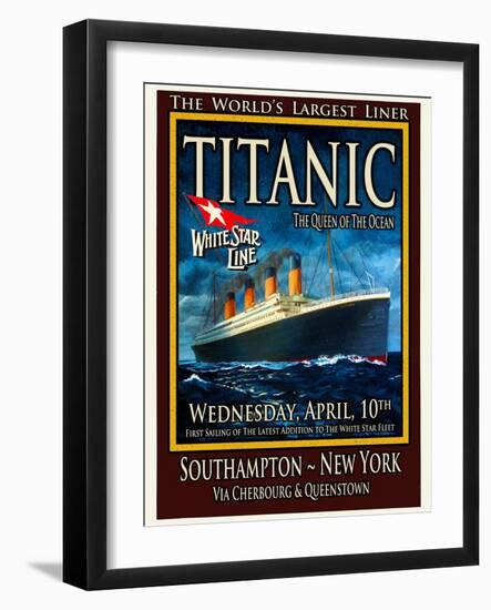 Titanic White Star Line Travel Poster 2-Jack Dow-Framed Giclee Print