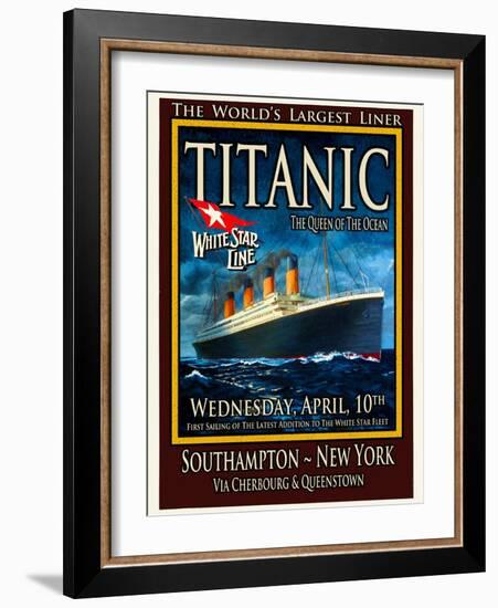 Titanic White Star Line Travel Poster 2-Jack Dow-Framed Giclee Print