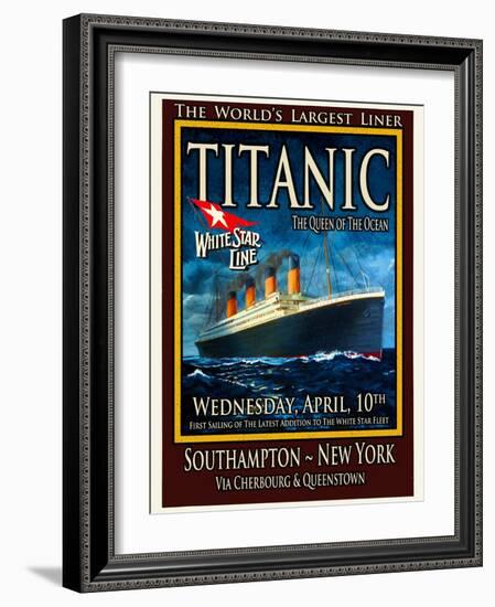 Titanic White Star Line Travel Poster 2-Jack Dow-Framed Giclee Print