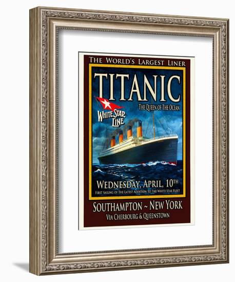 Titanic White Star Line Travel Poster 2-Jack Dow-Framed Giclee Print