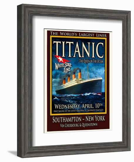 Titanic White Star Line Travel Poster 2-Jack Dow-Framed Giclee Print