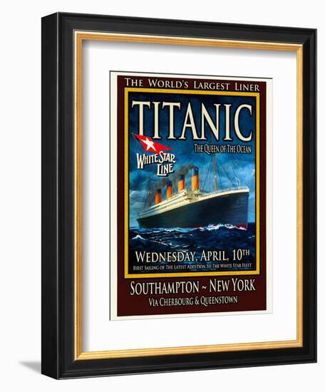 Titanic White Star Line Travel Poster 2-Jack Dow-Framed Giclee Print