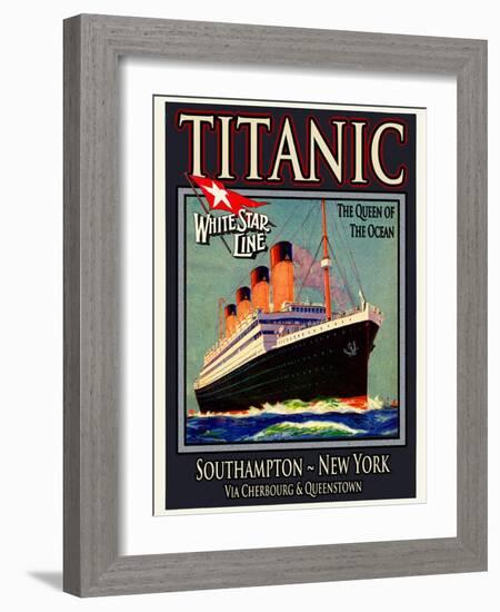 Titanic White Star Line Travel Poster 3-Jack Dow-Framed Giclee Print