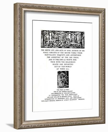 'Title-Page Designed by Aubrey Beardsley for Messrs. J. M. Dent and Sons Ltd', 1909, (1914)-Aubrey Beardsley-Framed Giclee Print