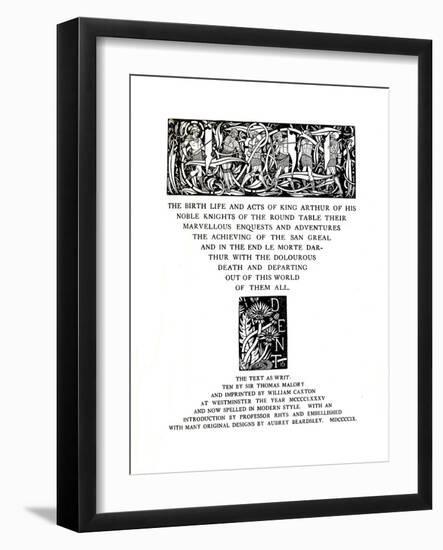 'Title-Page Designed by Aubrey Beardsley for Messrs. J. M. Dent and Sons Ltd', 1909, (1914)-Aubrey Beardsley-Framed Giclee Print