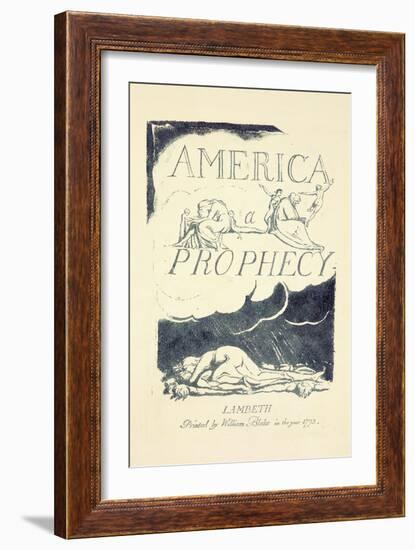 Title Page from 'America, a Prophesy', Mid 1790S-William Blake-Framed Giclee Print