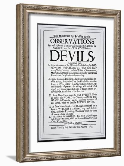 Title-Page of a Witch Hunt Pamphlet by Cotton Mather Printed in Boston, 1693-American School-Framed Giclee Print