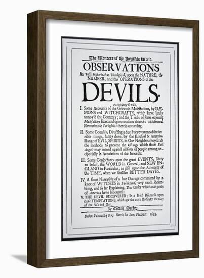 Title-Page of a Witch Hunt Pamphlet by Cotton Mather Printed in Boston, 1693-American School-Framed Giclee Print