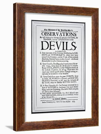 Title-Page of a Witch Hunt Pamphlet by Cotton Mather Printed in Boston, 1693-American School-Framed Giclee Print