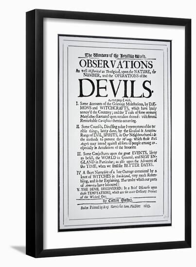 Title-Page of a Witch Hunt Pamphlet by Cotton Mather Printed in Boston, 1693-American School-Framed Giclee Print