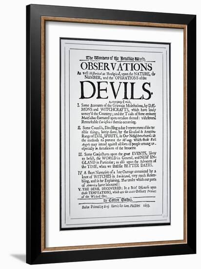 Title-Page of a Witch Hunt Pamphlet by Cotton Mather Printed in Boston, 1693-American School-Framed Giclee Print