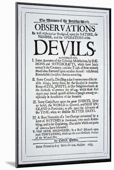 Title-Page of a Witch Hunt Pamphlet by Cotton Mather Printed in Boston, 1693-American School-Mounted Giclee Print