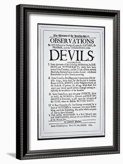 Title-Page of a Witch Hunt Pamphlet by Cotton Mather Printed in Boston, 1693-American School-Framed Giclee Print