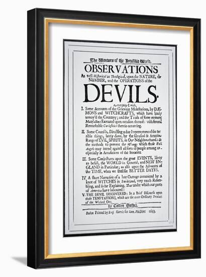 Title-Page of a Witch Hunt Pamphlet by Cotton Mather Printed in Boston, 1693-American School-Framed Giclee Print