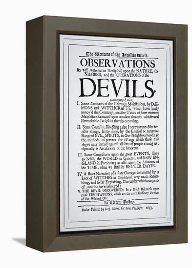 Title-Page of a Witch Hunt Pamphlet by Cotton Mather Printed in Boston, 1693-American School-Framed Premier Image Canvas