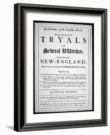 Title-Page of a Witch Hunt Pamphlet by Cotton Mather Published in 1693 (Print)-American-Framed Giclee Print