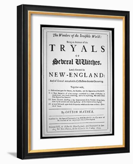 Title-Page of a Witch Hunt Pamphlet by Cotton Mather Published in 1693 (Print)-American-Framed Giclee Print