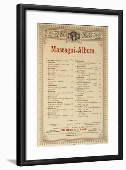 Title Page of Album of Compositions-Pietro Mascagni-Framed Giclee Print