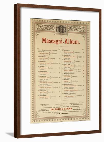 Title Page of Album of Compositions-Pietro Mascagni-Framed Giclee Print
