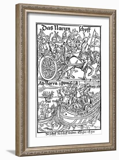 Title Page of an Edition of Ship of Fools, by Sebastian Brant, 1494-Albrecht Durer-Framed Giclee Print