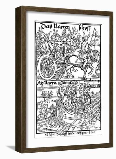 Title Page of an Edition of Ship of Fools, by Sebastian Brant, 1494-Albrecht Durer-Framed Giclee Print