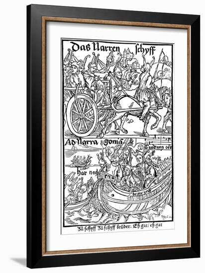 Title Page of an Edition of Ship of Fools, by Sebastian Brant, 1494-Albrecht Durer-Framed Giclee Print