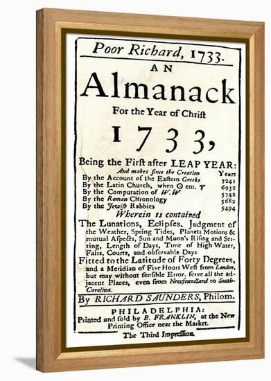 Title Page of Benjamin Franklin's Poor Richard's Almanack-null-Framed Premier Image Canvas