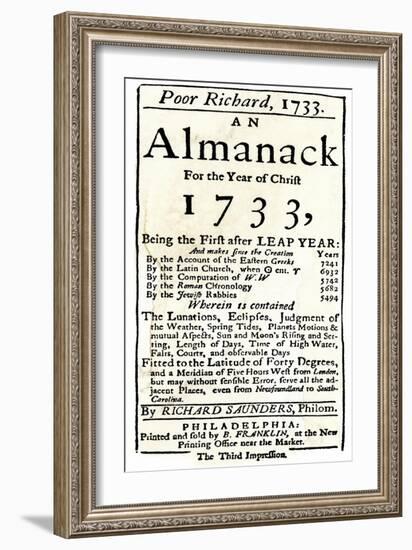 Title Page of Benjamin Franklin's Poor Richard's Almanack-null-Framed Giclee Print
