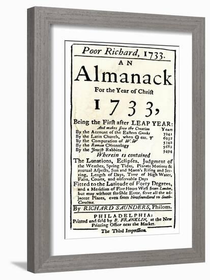 Title Page of Benjamin Franklin's Poor Richard's Almanack-null-Framed Giclee Print