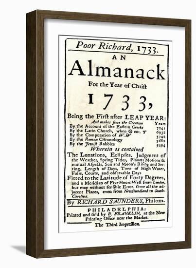 Title Page of Benjamin Franklin's Poor Richard's Almanack-null-Framed Giclee Print