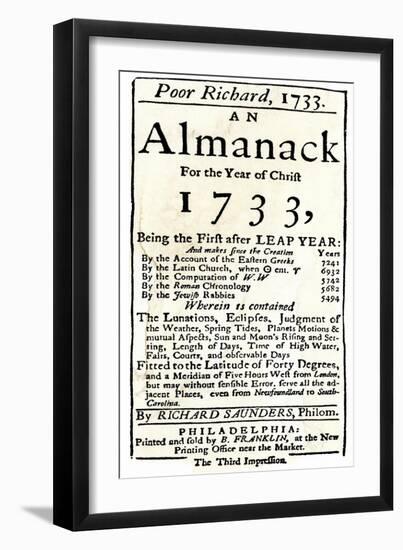 Title Page of Benjamin Franklin's Poor Richard's Almanack-null-Framed Giclee Print