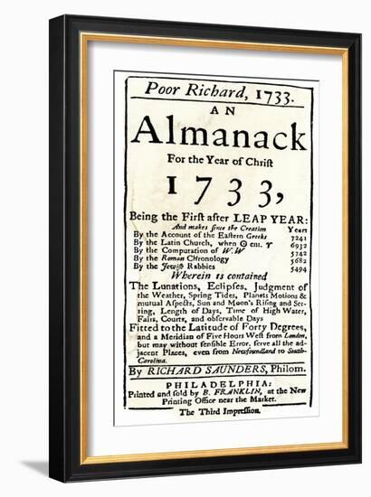 Title Page of Benjamin Franklin's Poor Richard's Almanack-null-Framed Giclee Print