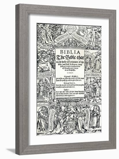 Title-Page of Coverdales English Bible, 1535-Hans Holbein the Younger-Framed Giclee Print