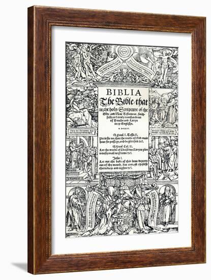 Title-Page of Coverdales English Bible, 1535-Hans Holbein the Younger-Framed Giclee Print