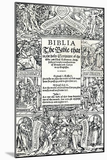 Title-Page of Coverdales English Bible, 1535-Hans Holbein the Younger-Mounted Giclee Print