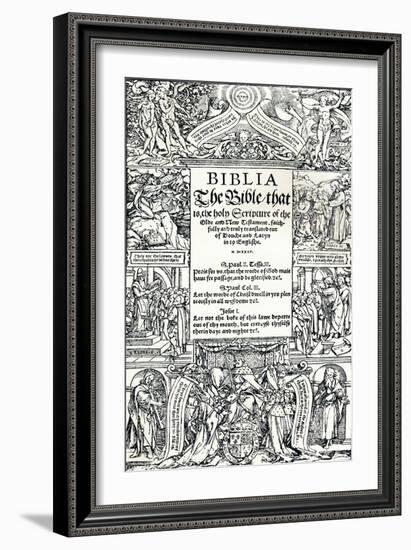 Title-Page of Coverdales English Bible, 1535-Hans Holbein the Younger-Framed Giclee Print