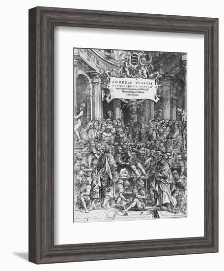 Title Page of De Humani Corporis Fabrica (Latin for on Fabric of Human Body)-Andreas Vesalius-Framed Giclee Print