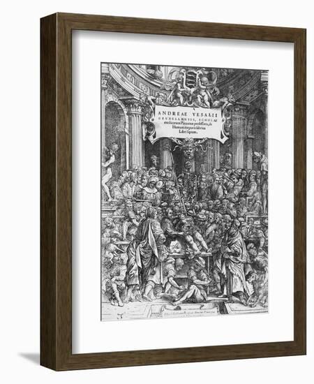 Title Page of De Humani Corporis Fabrica (Latin for on Fabric of Human Body)-Andreas Vesalius-Framed Giclee Print