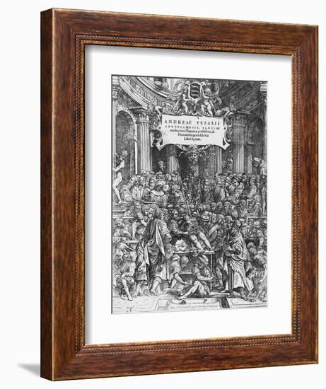 Title Page of De Humani Corporis Fabrica (Latin for on Fabric of Human Body)-Andreas Vesalius-Framed Giclee Print