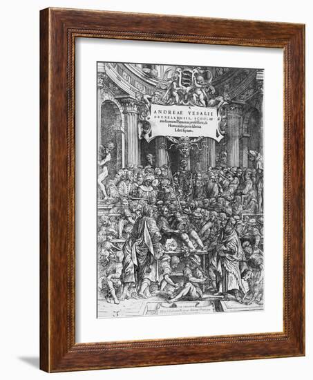 Title Page of De Humani Corporis Fabrica (Latin for on Fabric of Human Body)-Andreas Vesalius-Framed Giclee Print