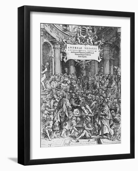 Title Page of De Humani Corporis Fabrica (Latin for on Fabric of Human Body)-Andreas Vesalius-Framed Giclee Print