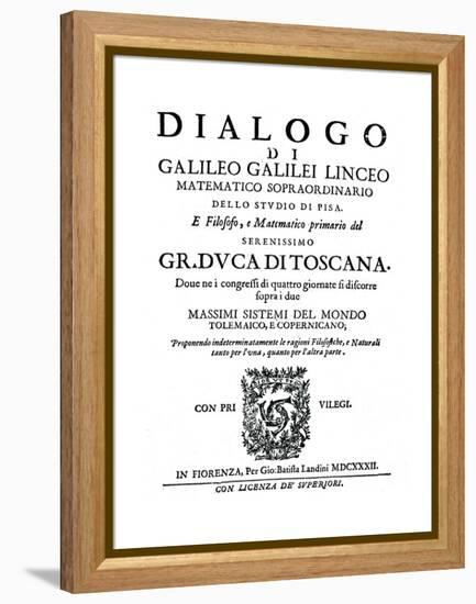 Title Page of Dialogo, by Galileo, 1632-null-Framed Premier Image Canvas