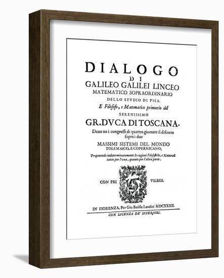 Title Page of Dialogo, by Galileo, 1632-null-Framed Giclee Print