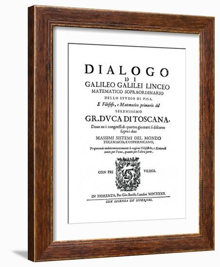 Title Page of Dialogo, by Galileo, 1632-null-Framed Giclee Print