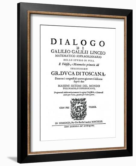 Title Page of Dialogo, by Galileo, 1632-null-Framed Giclee Print