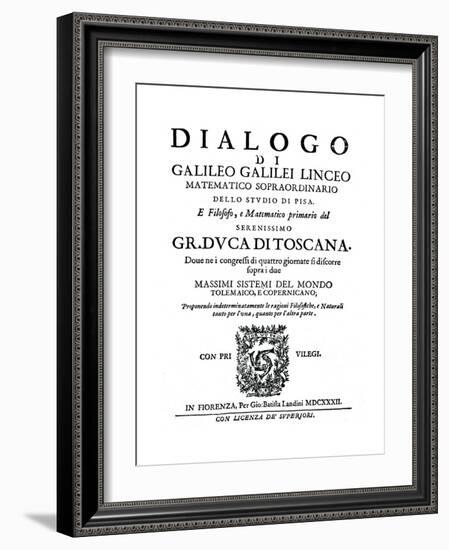 Title Page of Dialogo, by Galileo, 1632-null-Framed Giclee Print